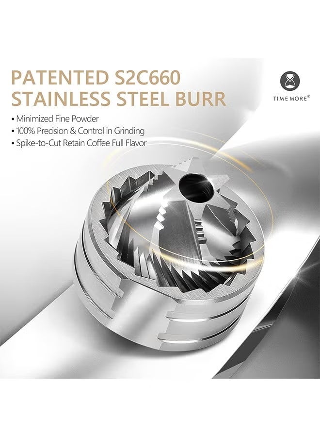 تايم مور مطحنة قهوة يدوية من TIMEMORE Chestnut C3S، مطحنة قهوة يدوية مع إعداد طحن قابل للتعديل، مطحنة قهوة مخروطية من الفولاذ المقاوم للصدأ S2C، لآلات صنع الإسبريسو إلى آلة الضغط الفرنسية - أسود - Image 2